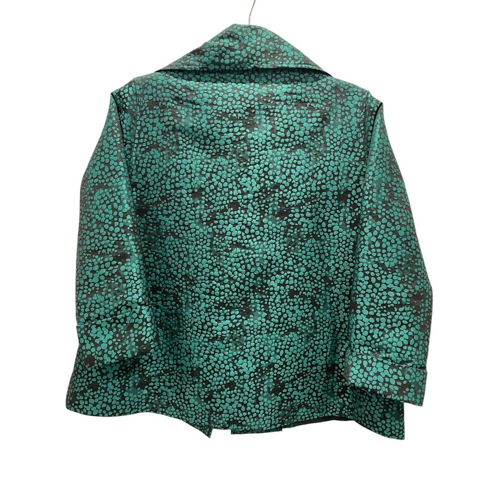 Caroline Rose Jacket XS Green Black Textured Embossed Dot Art to Wear Lagenlook - Picture 2 of 4